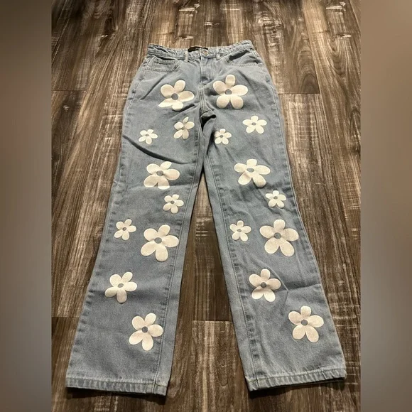 パンツ Tinytinydoors y Pants - Flower Wildflower Jeans For Girls: Denim Flower Pants, Straight
